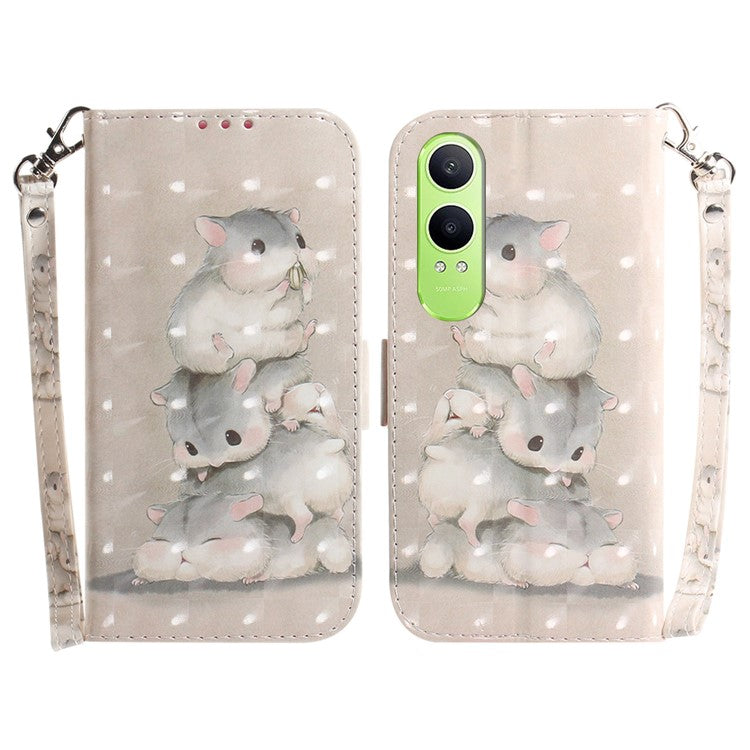 For OnePlus Nord CE4 Lite 5G Case Pattern Printing Leather Wallet Phone Cover - Stacking Squirrels