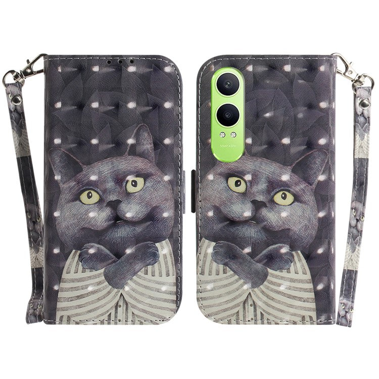 For OnePlus Nord CE4 Lite 5G Case Pattern Printing Leather Wallet Phone Cover - Embracing Cat