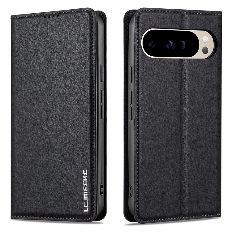 LC.IMEEKE L1 Series for Google Pixel 9 Pro XL Case PU Leather Wallet Stand Protective Phone Cover - Black