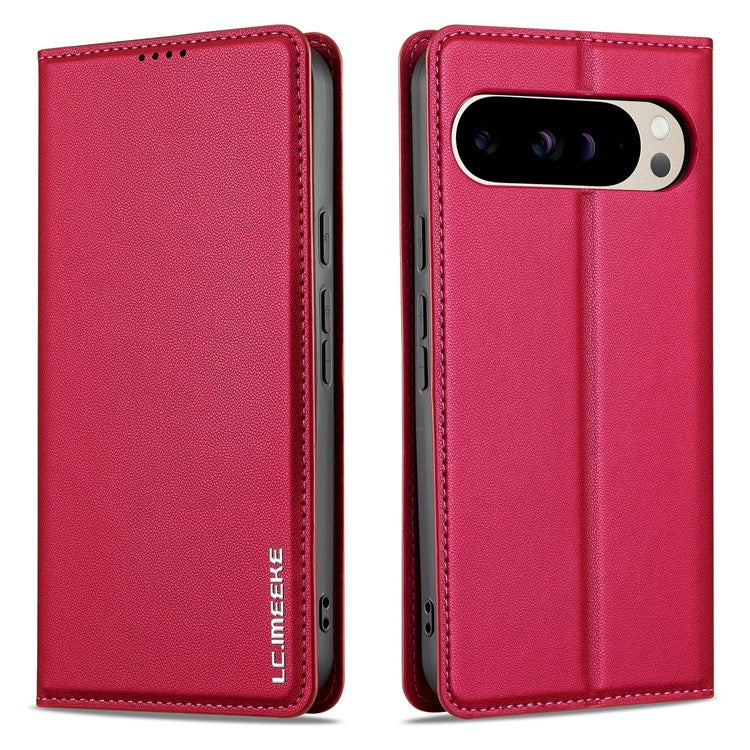 LC.IMEEKE L1 Series for Google Pixel 9 Pro XL Case PU Leather Wallet Stand Protective Phone Cover - Red