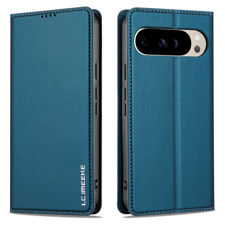 LC.IMEEKE L1 Series for Google Pixel 9 Pro XL Case PU Leather Wallet Stand Protective Phone Cover - Blue