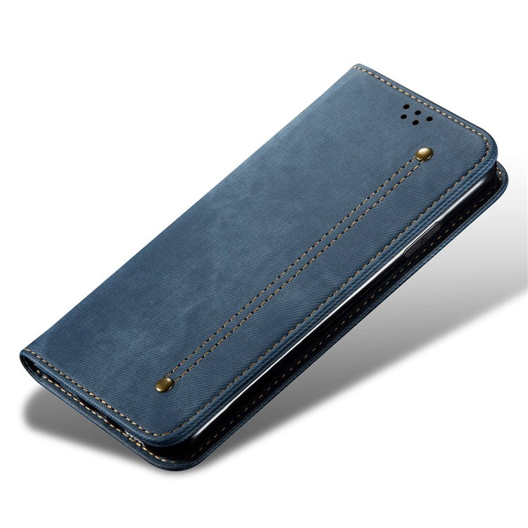 For Google Pixel 9 / Pixel 9 Pro Case Jeans Cloth Texture Anti-Scratch Leather Stand Phone Cover - Blue