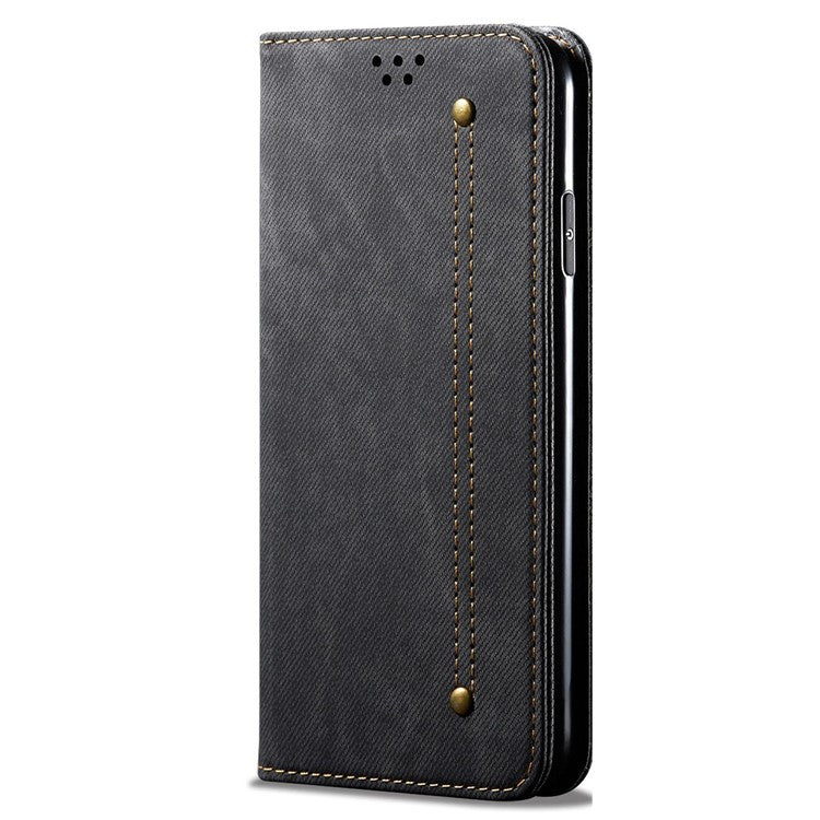 For Google Pixel 9 / Pixel 9 Pro Case Jeans Cloth Texture Anti-Scratch Leather Stand Phone Cover - Black