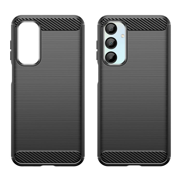 For Samsung Galaxy A16 5G / A16 4G Case Carbon Fiber Texture TPU Brushed Phone Cover - Black