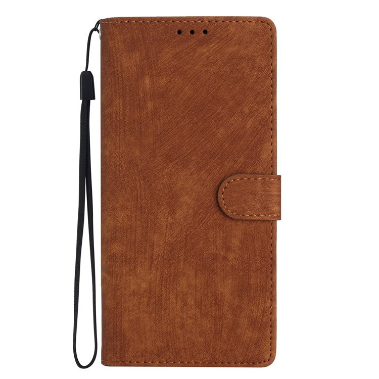 For Google Pixel 9 Pro XL Case with Card Clots Skin-Touch PU Leather Phone Cover Stand - Brown