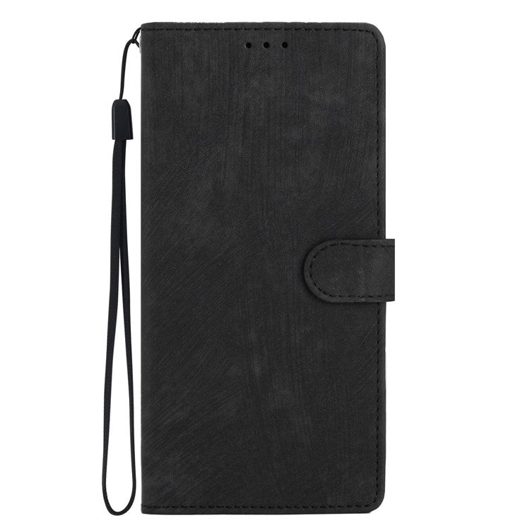 For Google Pixel 9 Pro XL Case with Card Clots Skin-Touch PU Leather Phone Cover Stand - Black