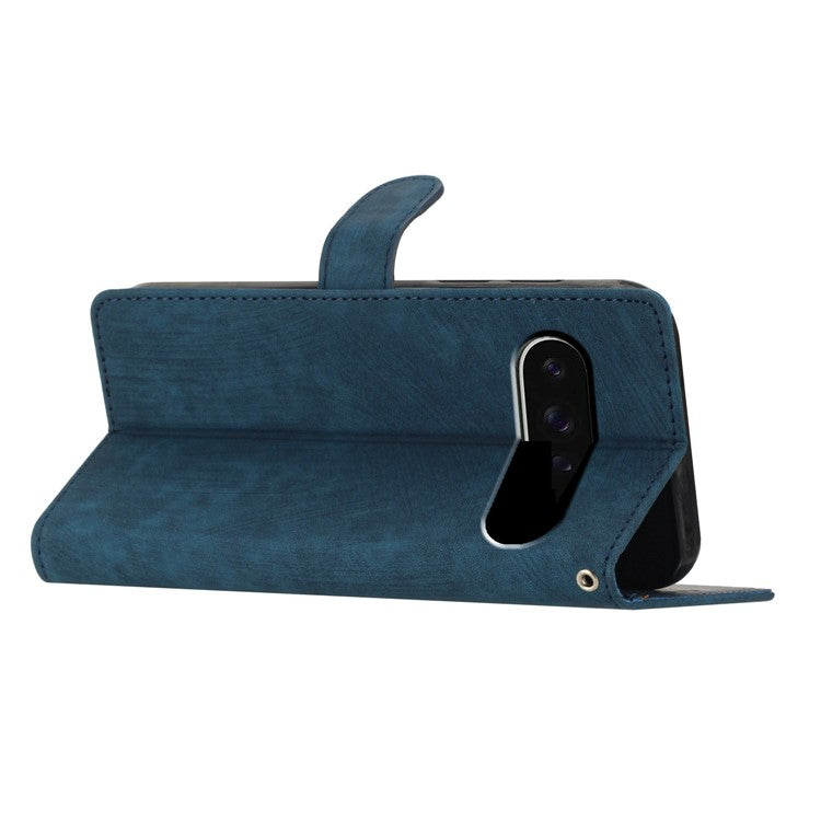 For Google Pixel 9 Pro XL Case with Card Clots Skin-Touch PU Leather Phone Cover Stand - Blue