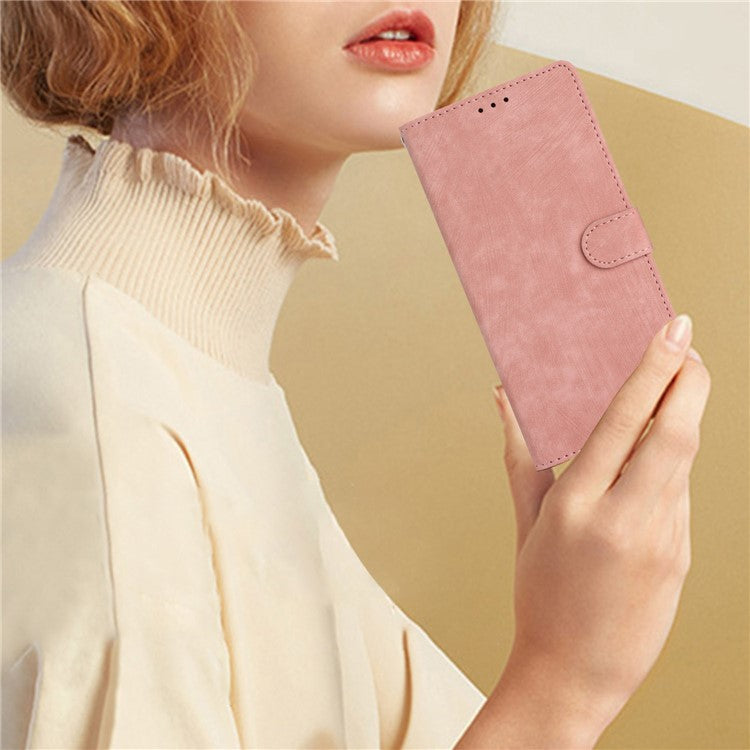 For Google Pixel 9 Pro XL Case with Card Clots Skin-Touch PU Leather Phone Cover Stand - Rose Gold