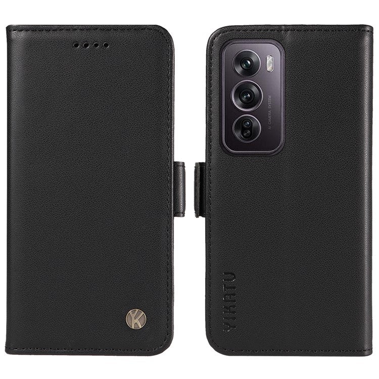 YIKATU YK-003 For Oppo Reno12 Pro 5G (Global) / (China) Case Wallet Stand Leather Phone Cover Side Buckle - Black