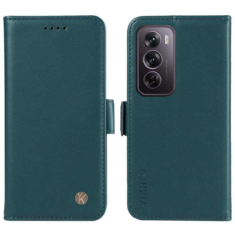 YIKATU YK-003 For Oppo Reno12 Pro 5G (Global) / (China) Case Wallet Stand Leather Phone Cover Side Buckle - Green