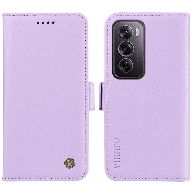 YIKATU YK-003 For Oppo Reno12 Pro 5G (Global) / (China) Case Wallet Stand Leather Phone Cover Side Buckle - Light Purple