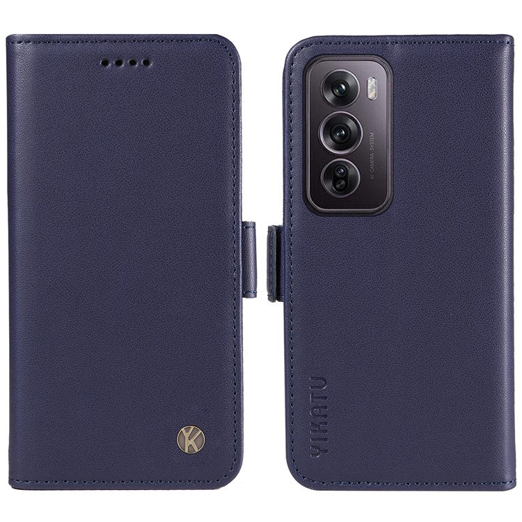 YIKATU YK-003 For Oppo Reno12 Pro 5G (Global) / (China) Case Wallet Stand Leather Phone Cover Side Buckle - Sapphire