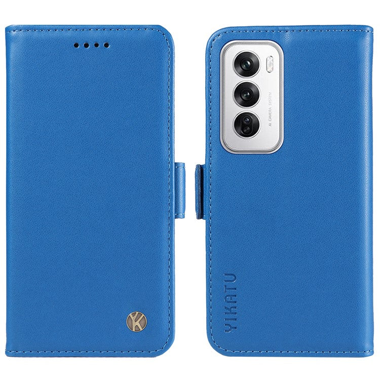 YIKATU YK-003 For Oppo Reno12 5G (Global) Case Wallet Stand Leather Phone Cover Side Buckle - Sky Blue