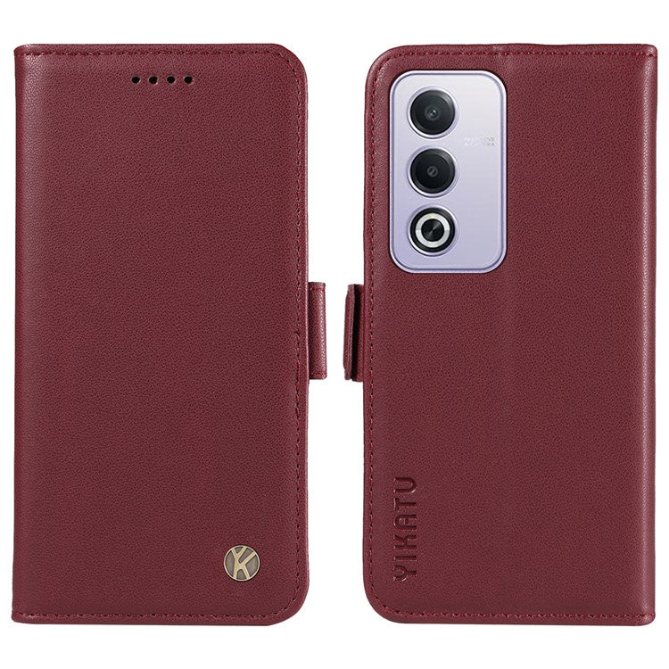 YIKATU YK-003 For Oppo A3 Pro (Global) 5G Case Wallet Stand Leather Phone Cover Side Buckle - Wine Red