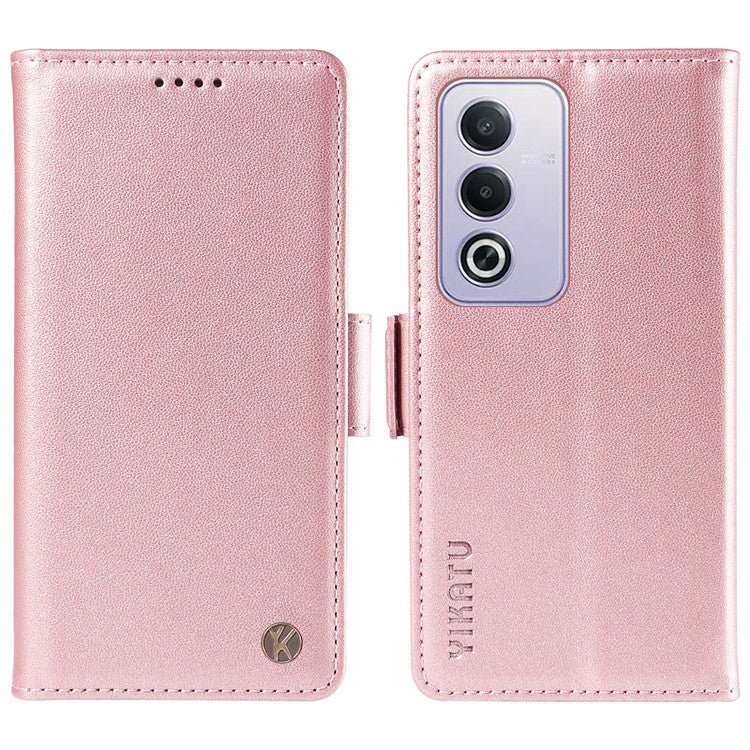 YIKATU YK-003 For Oppo A3 Pro (Global) 5G Case Wallet Stand Leather Phone Cover Side Buckle - Rose Gold