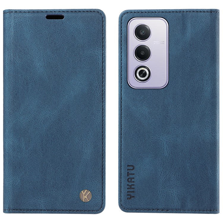 YIKATU YK-004 For Oppo A3 Pro (Global) 5G Case Leather Skin-Touch Phone Cover Magnetic Auto-Absorbed - Blue