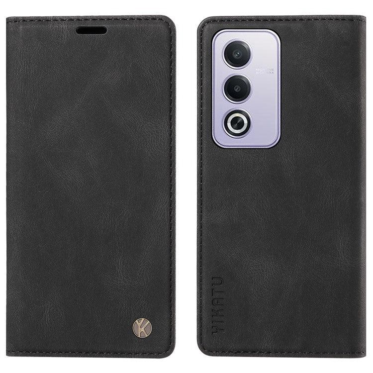 YIKATU YK-004 For Oppo A3 Pro (Global) 5G Case Leather Skin-Touch Phone Cover Magnetic Auto-Absorbed - Black