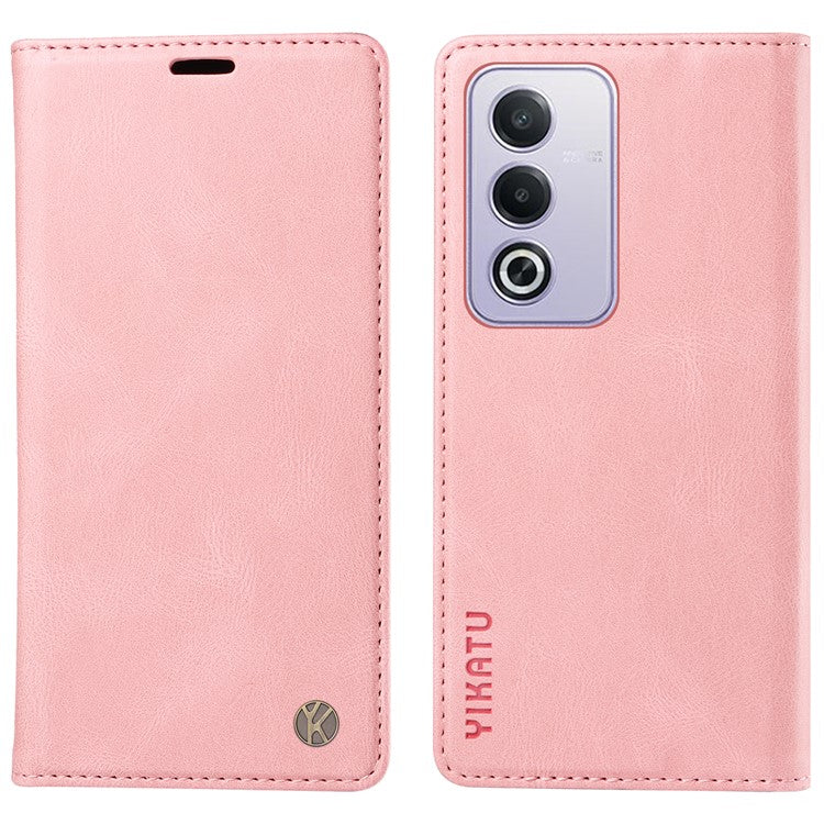 YIKATU YK-004 For Oppo A3 Pro (Global) 5G Case Leather Skin-Touch Phone Cover Magnetic Auto-Absorbed - Pink