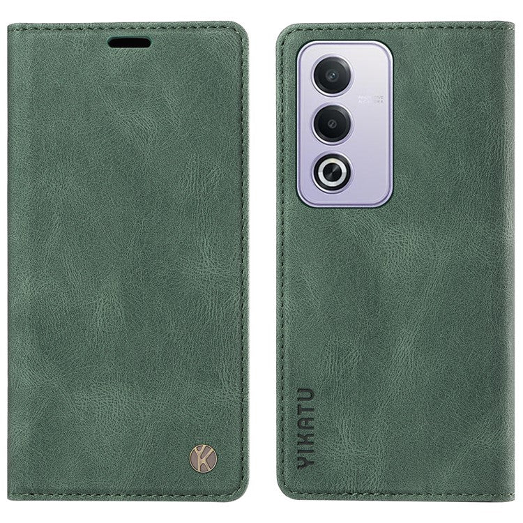 YIKATU YK-004 For Oppo A3 Pro (Global) 5G Case Leather Skin-Touch Phone Cover Magnetic Auto-Absorbed - Green