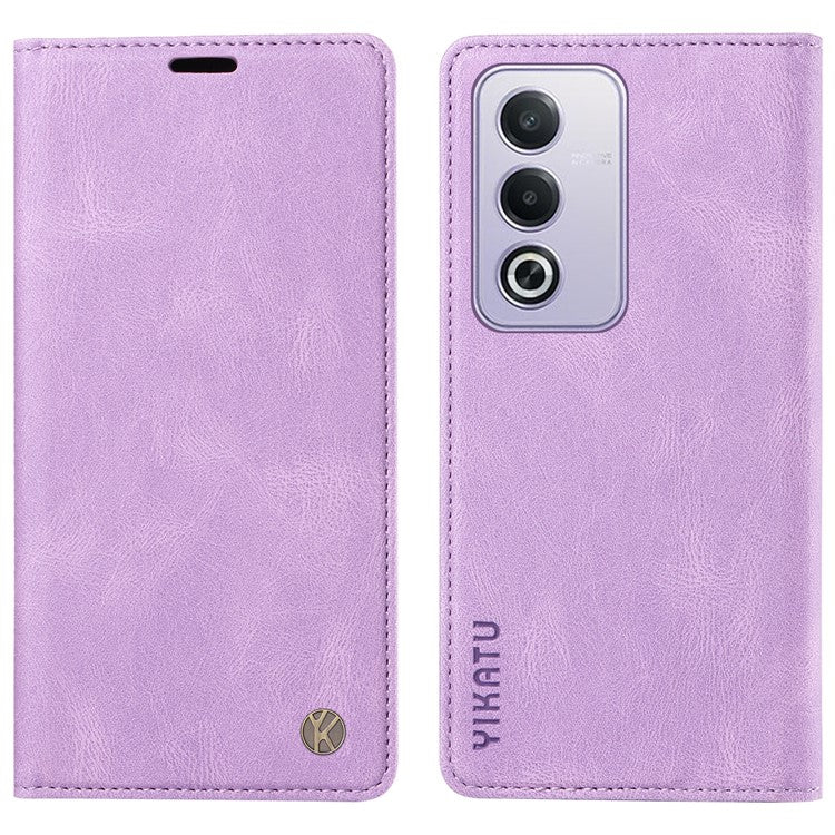 YIKATU YK-004 For Oppo A3 Pro (Global) 5G Case Leather Skin-Touch Phone Cover Magnetic Auto-Absorbed - Purple