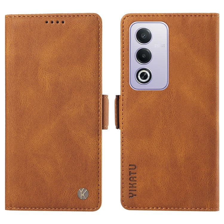 YIKATU YK-005 For Oppo A3 Pro (Global) 5G Case PU Leather Wallet Phone Cover Skin Touch Feeling - Brown