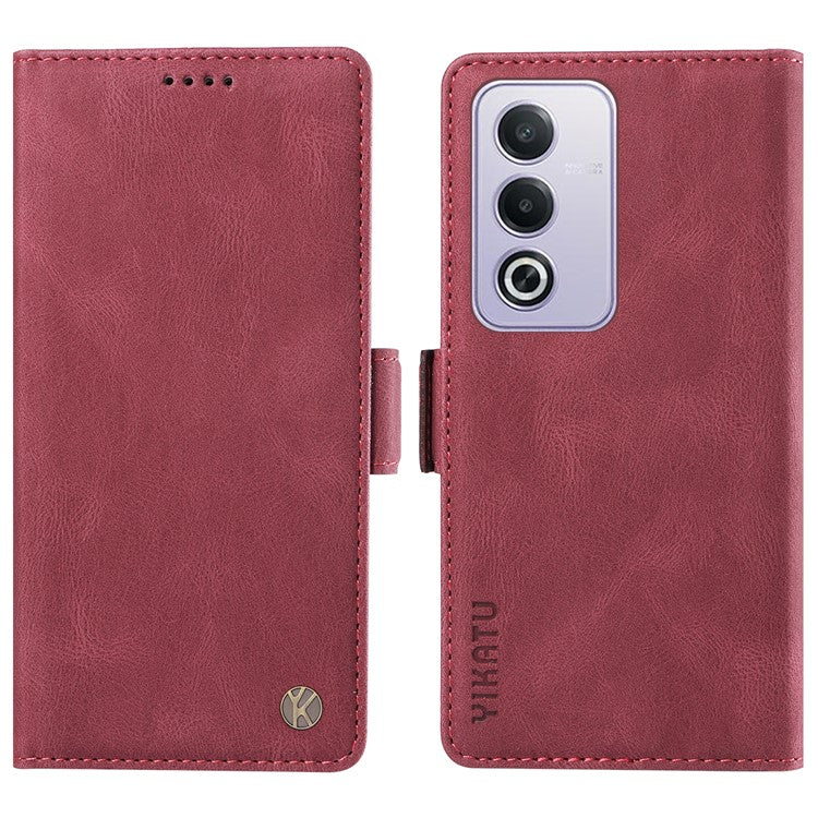 YIKATU YK-005 For Oppo A3 Pro (Global) 5G Case PU Leather Wallet Phone Cover Skin Touch Feeling - Wine Red