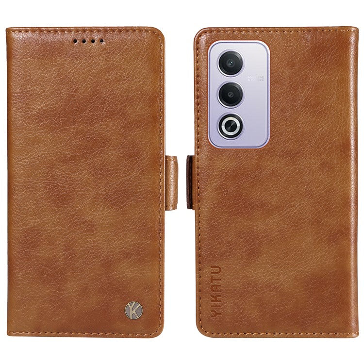 YIKATU YK-007 For Oppo A3 Pro (Global) 5G Case Side Buckle PU Leather Phone Cover Litchi Texture - Brown