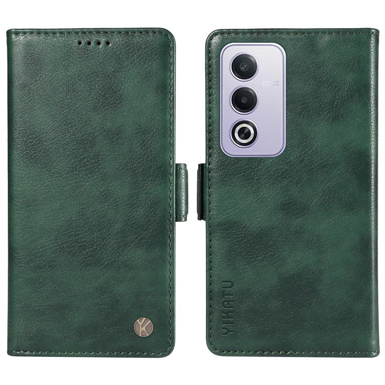 YIKATU YK-007 For Oppo A3 Pro (Global) 5G Case Side Buckle PU Leather Phone Cover Litchi Texture - Green