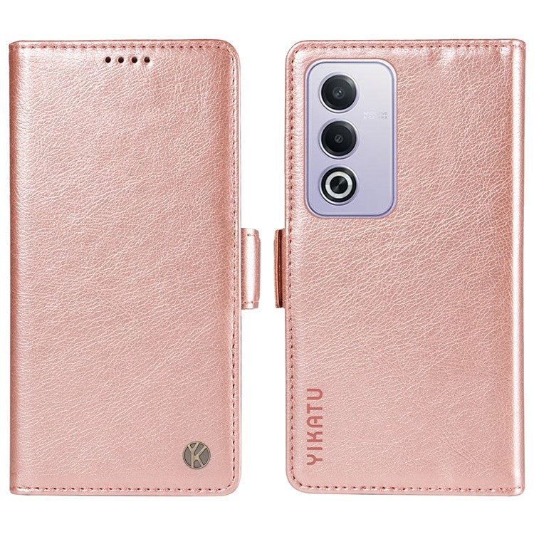 YIKATU YK-007 For Oppo A3 Pro (Global) 5G Case Side Buckle PU Leather Phone Cover Litchi Texture - Rose Gold