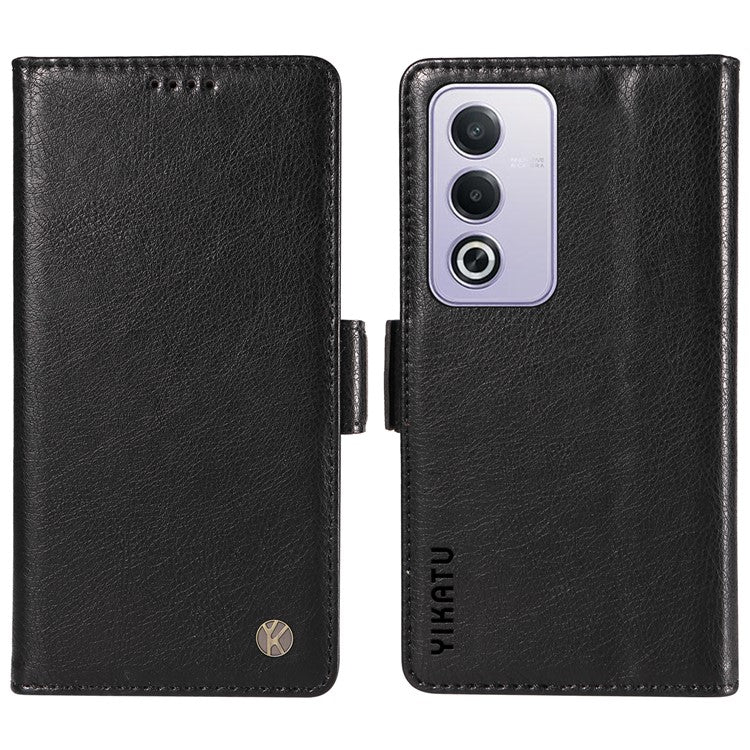 YIKATU YK-007 For Oppo A3 Pro (Global) 5G Case Side Buckle PU Leather Phone Cover Litchi Texture - Black