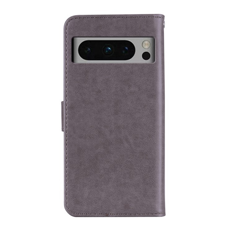 For Google Pixel 9 Pro XL Wallet Case Owl Flower Imprinted Rhinestone Leather Cover - Grey