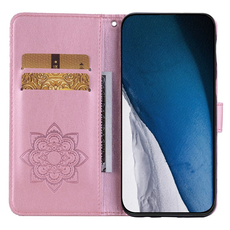 For Google Pixel 9 Pro XL Wallet Case Owl Flower Imprinted Rhinestone Leather Cover - Rose Gold