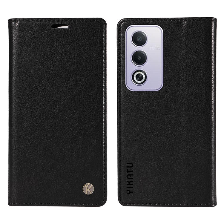 YIKATU YK-006 For Oppo A3 Pro (Global) 5G  /  A3 Pro (India) 5G Case Wallet Litchi Grain Leather Phone Cover Magnetic Auto-Absorbed - Black