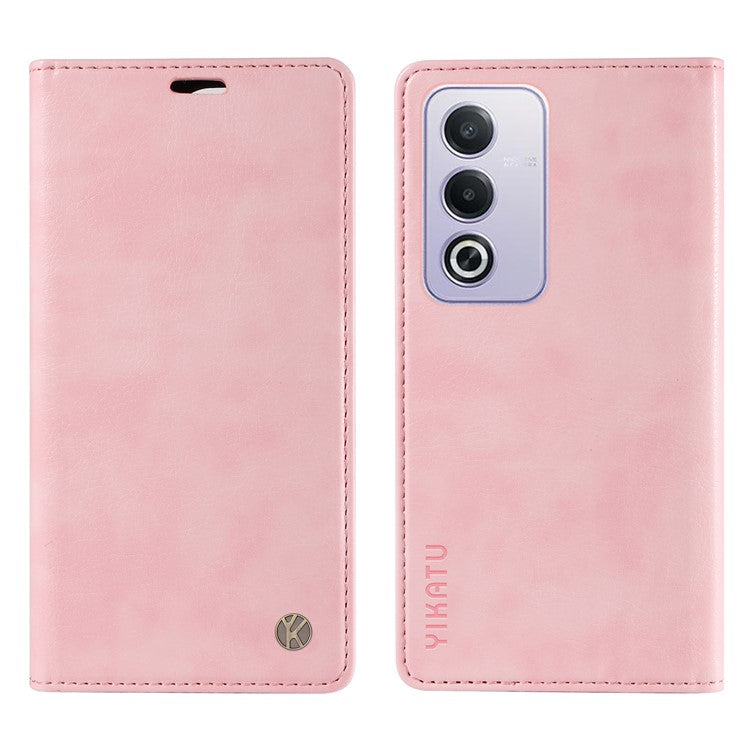 YIKATU YK-006 For Oppo A3 Pro (Global) 5G  /  A3 Pro (India) 5G Case Wallet Litchi Grain Leather Phone Cover Magnetic Auto-Absorbed - Pink