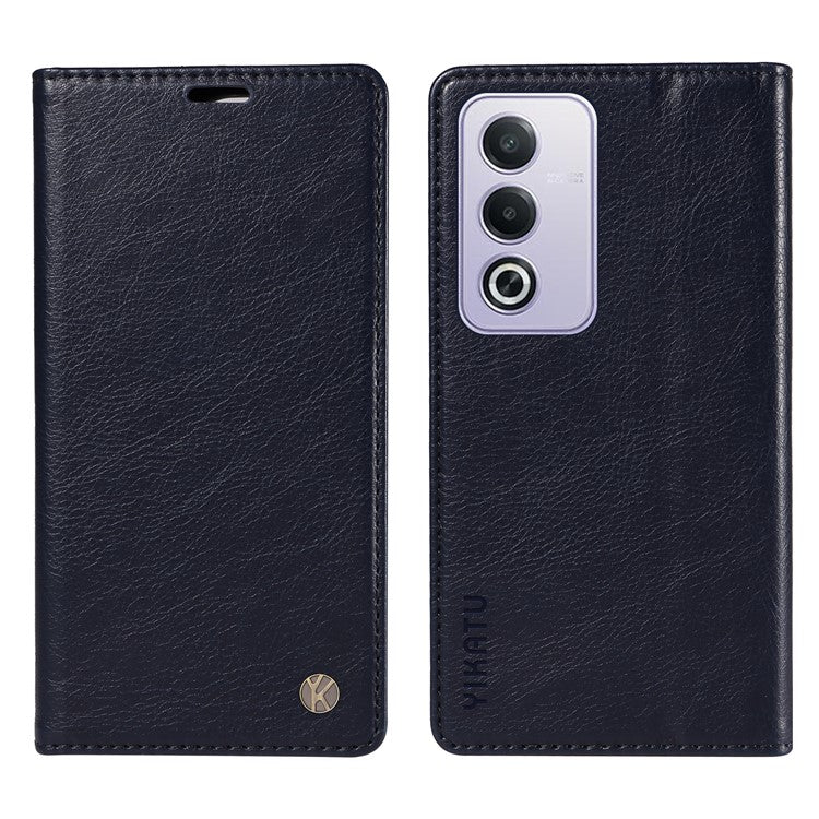 YIKATU YK-006 For Oppo A3 Pro (Global) 5G  /  A3 Pro (India) 5G Case Wallet Litchi Grain Leather Phone Cover Magnetic Auto-Absorbed - Navy Blue