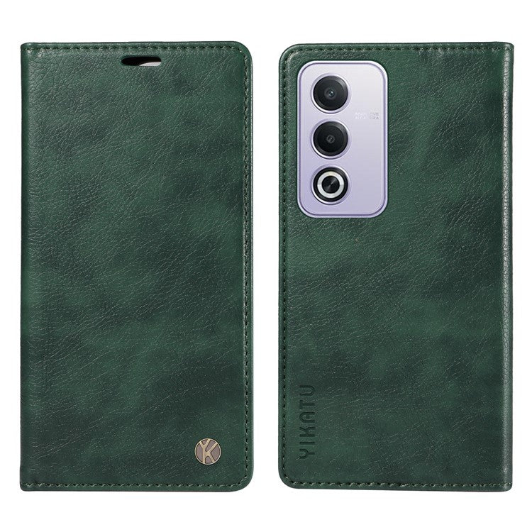 YIKATU YK-006 For Oppo A3 Pro (Global) 5G  /  A3 Pro (India) 5G Case Wallet Litchi Grain Leather Phone Cover Magnetic Auto-Absorbed - Green