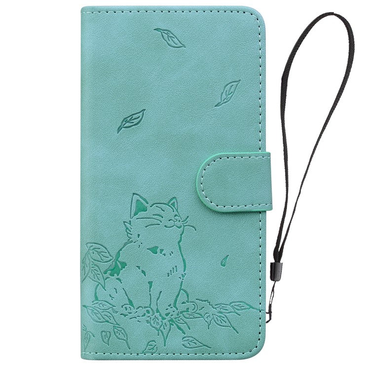 For Google Pixel 8 Pro Case Wallet Cat Pattern Imprinted Leather Phone Cover - Green