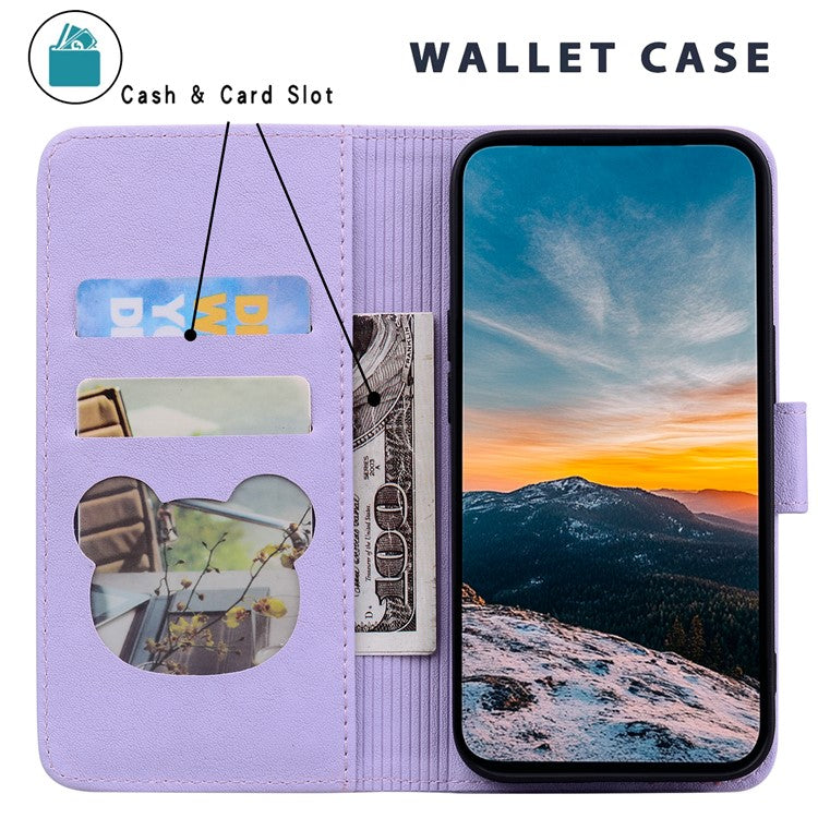 For Google Pixel 8 Pro Case Wallet Cat Pattern Imprinted Leather Phone Cover - Purple