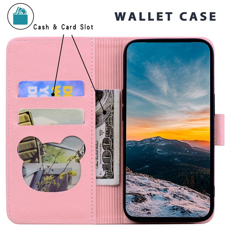 For Google Pixel 8 Pro Case Wallet Cat Pattern Imprinted Leather Phone Cover - Pink