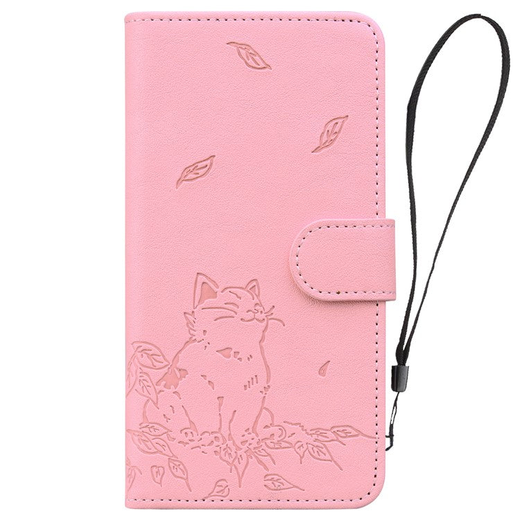 For Google Pixel 8 Pro Case Wallet Cat Pattern Imprinted Leather Phone Cover - Pink