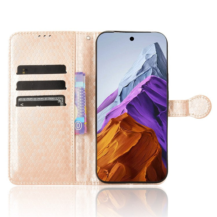 For Google Pixel 9 Pro XL Wallet Case Dot Pattern Imprint PU Leather Phone Cover - Rose Gold