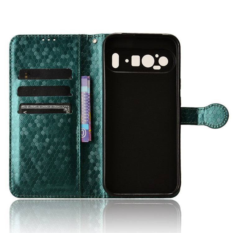 For Google Pixel 9 Pro XL Wallet Case Dot Pattern Imprint PU Leather Phone Cover - Green