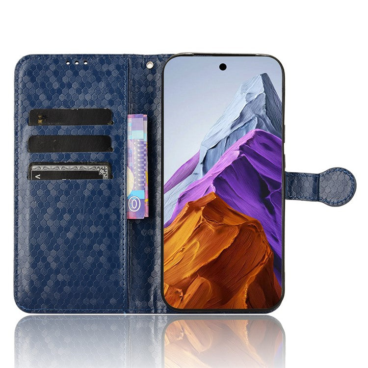 For Google Pixel 9 Pro XL Wallet Case Dot Pattern Imprint PU Leather Phone Cover - Dark Blue