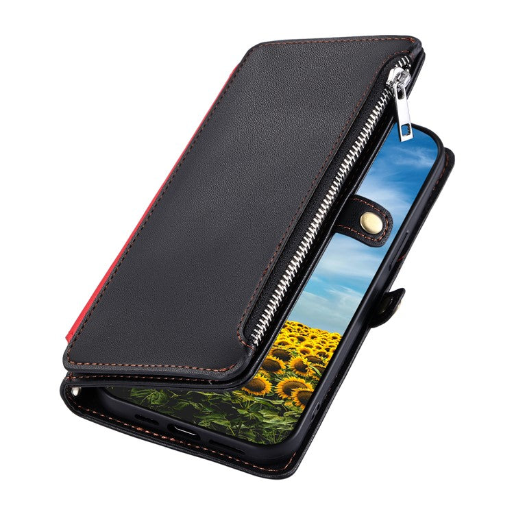 015 Style For Google Pixel 9 / 9 Pro Case TPU+PU Leather Wallet Phone Cover with Straps - Black