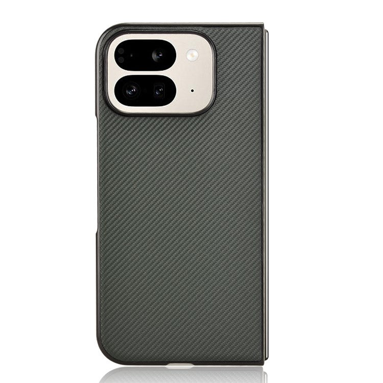 For Google Pixel 9 Pro Fold 5G Case Carbon Fiber Texture Shockproof PU+PC Phone Cover - Green