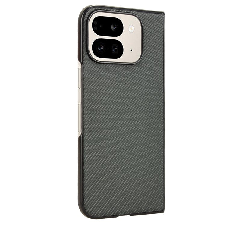 For Google Pixel 9 Pro Fold 5G Case Carbon Fiber Texture Shockproof PU+PC Phone Cover - Green