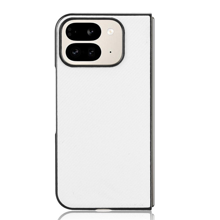 For Google Pixel 9 Pro Fold 5G Case Carbon Fiber Texture Shockproof PU+PC Phone Cover - White