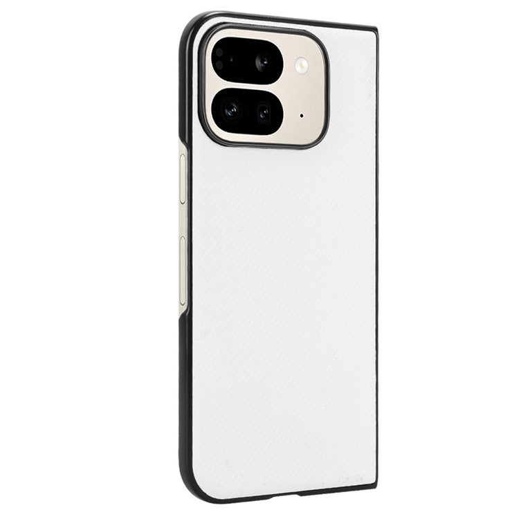 For Google Pixel 9 Pro Fold 5G Case Carbon Fiber Texture Shockproof PU+PC Phone Cover - White