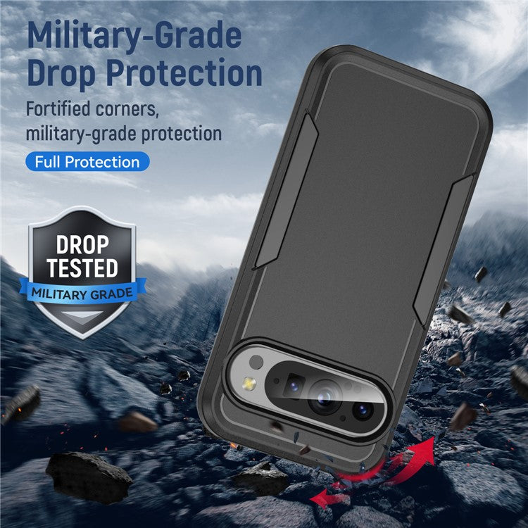 For Google Pixel 9 / Pixel 9 Pro Case PC+TPU Military Grade Drop Protective Phone Cover - Black