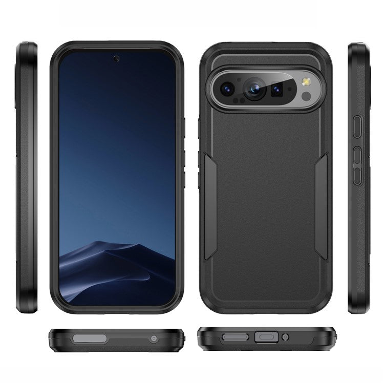 For Google Pixel 9 / Pixel 9 Pro Case PC+TPU Military Grade Drop Protective Phone Cover - Black